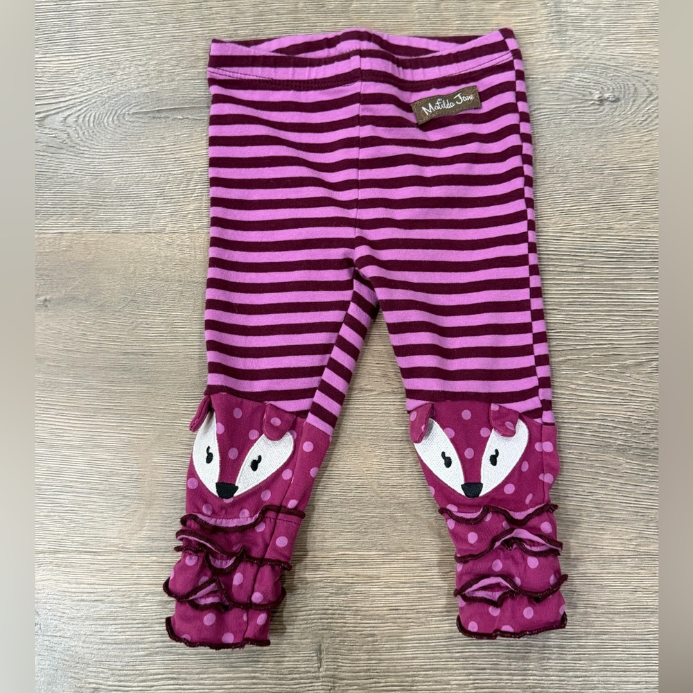 Matilda Jane Fox Striped Polka Dot Leggings Purple Infant Baby Girl 6-12m